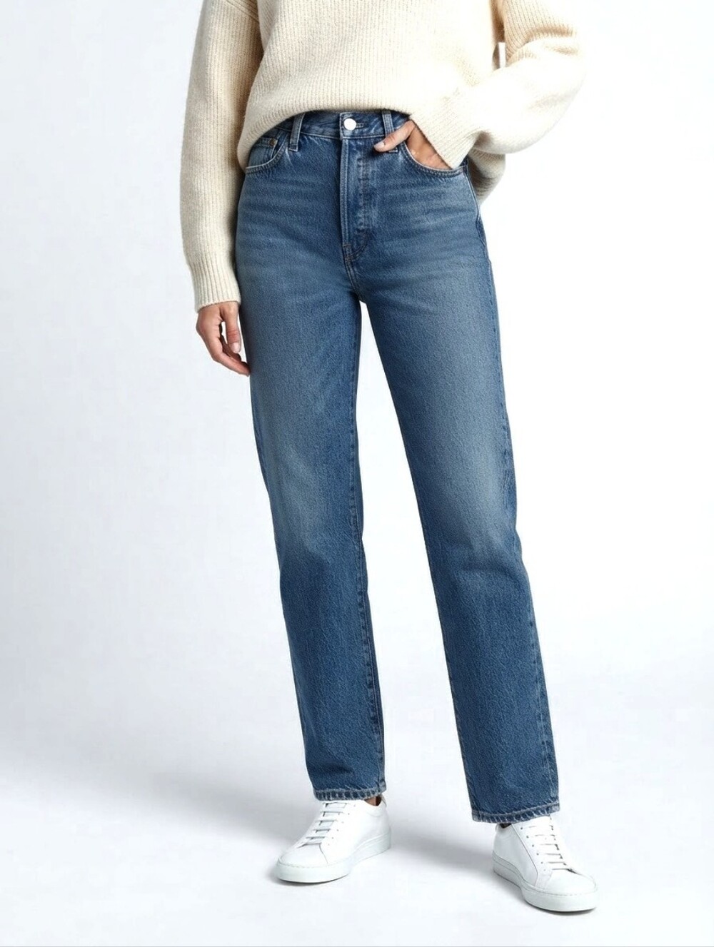 Boyish High Rise Straight Leg Jeans Medium Wash Women 26 NWT